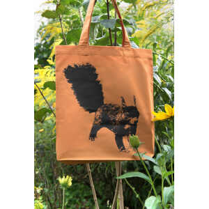 Hirschkind Bio-Fashion-Bag “Eichhörnchen” cinnamon- handbedruckt