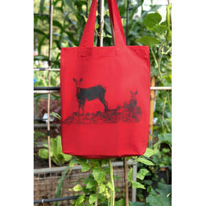 Hirschkind Bio-Fashion-Bag “Hirsche” rot- handbedruckt
