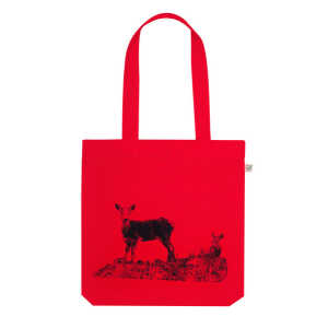 Hirschkind Bio-Fashion-Bag “Hirsche” rot- handbedruckt