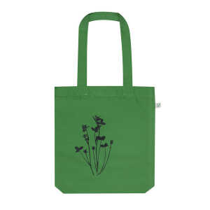 Hirschkind Bio-Fashion-Bag “Klee” grün- handbedruckt