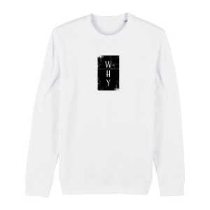 Human Family Bio Unisex Rundhals-Sweatshirt – “Switch – WHY” in Weiss