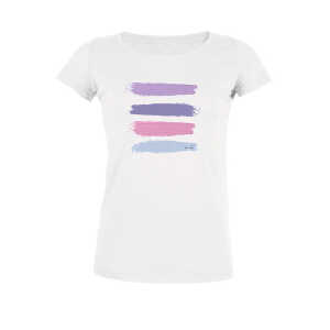 Human Family Damen Bio T-Shirt “Desires – Stripes” in weiss und schwarz