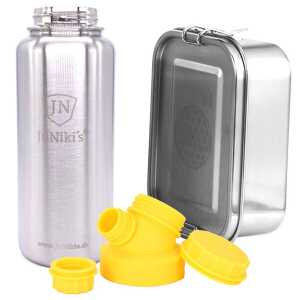 JN JuNiki’s Set “Blume des Lebens”: Lunchbox + 1 Liter isolierte Edelstahltrinkflasche