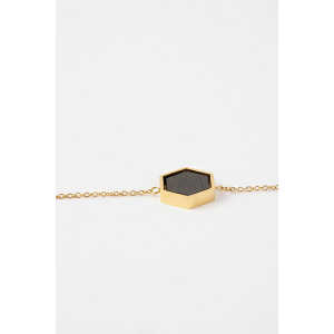Kerbholz Halskette mit geometrischem Holzelement ‘HEXA NECKLACE’ // hochwertiger Edelstahl //