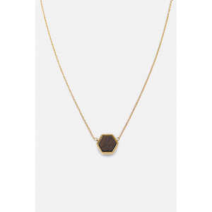 Kerbholz Halskette mit geometrischem Holzelement ‘HEXA NECKLACE’ // hochwertiger Edelstahl //