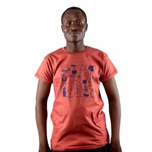 Kipepeo-Clothing Herren T-Shirt aus Bio-Baumwolle JIKONI Marsala Rot. Handmade in Kenya