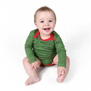 Kipepeo-Clothing Langarmbody Baby Body aus Bio-Baumwolle “Crocodiles” grün