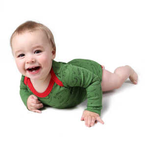 Kipepeo-Clothing Langarmbody Baby Body aus Bio-Baumwolle “Crocodiles” grün