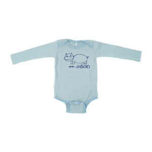 Kipepeo-Clothing Langarmbody Baby Body aus Bio-Baumwolle “Hippo” Himmelblau