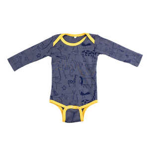 Kipepeo-Clothing Langarmbody Baby Body aus Bio-Baumwolle “Wanyama” charcoal grau