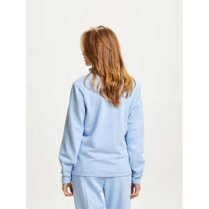 KnowledgeCotton Apparel Damen Sweatshirt mit Stehkragen und Zipper “HIGH NECK SWEAT” aus Biobaumwolle – Chambray Blue, GOTS zertifiziert