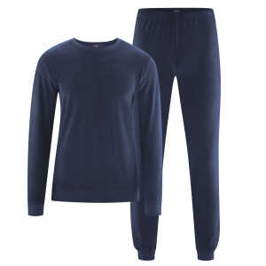 LIVING CRAFTS – Herren Frottee-Schlafanzug – Blau (100% Bio-Baumwolle), Nachhaltige Mode, Bio Bekleidung