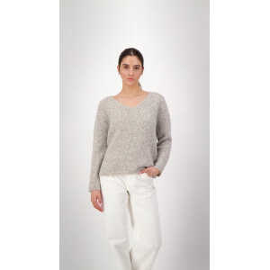 Les Racines Du Ciel Alpaka Pullover – Ecume V Neck Sweater – aus Bio-Baumwolle und Alpakawolle