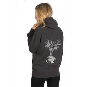 Life-Tree Hoodie aus Biobaumwolle Fairwear für Damen “Weltenbaum” in Ash Grey