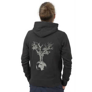 Life-Tree Hoodie aus Biobaumwolle Fairwear für Herren “Weltenbaum” in Ash Grey