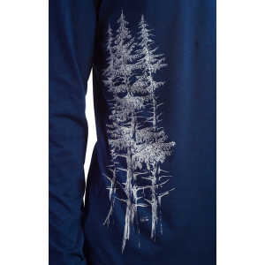 Life-Tree Longsleeve aus Biobaumwolle Fairwear für Damen “Fichtenwald” in Denim Blau