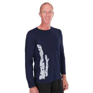 Life-Tree Longsleeve aus Biobaumwolle Fairwear für Herren “Birkenstamm” in Denim Blau