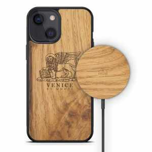 MMORE Handyhülle aus Holz – Venedig aus Eichenholz mit MagSafe Wireless Ladegerät