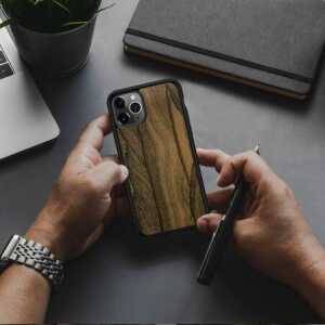 MMORE Handyhülle aus Holz – Ziricote / Schwarz für iPhone, Samsung, Huawei