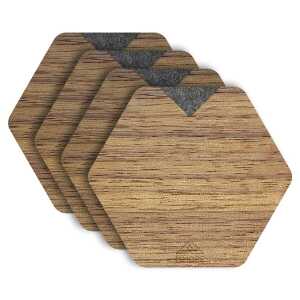 MMORE Untersetzer aus Holz – Amerikanischer Nussbaum, Eichenholz und organische Materialien / 4er-Set Untersetzer