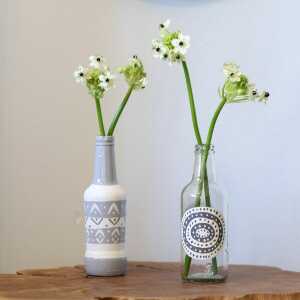 Mio Moyo Flasche aus Glas “White Circle” – Upcycling Dekorationsobjekt und Vase