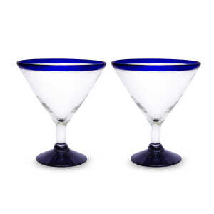 Mitienda Shop Martini Gläser aus Mexiko im 2er Set blauer Rand