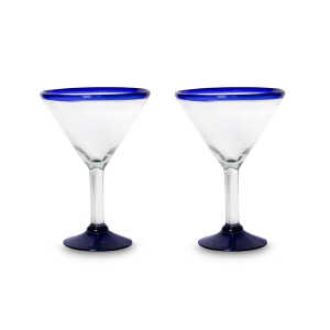 Mitienda Shop Martini Gläser aus Mexiko im 2er Set blauer Rand Traditional