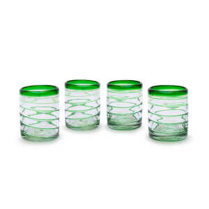 Mitienda Shop Mundgeblasene Gläser 4er Set spirale grün 450ml