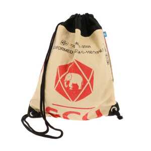 MoreThanHip Rucksack mit Kordelzug aus recycelten Zementsäcken – elephant L oder M