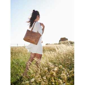 MoreThanHip Shopper-Tasche aus braunem Vintage-Öko-Leder – Emily