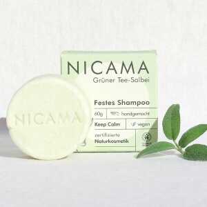 NICAMA Festes Shampoo Grüner Tee – Salbei