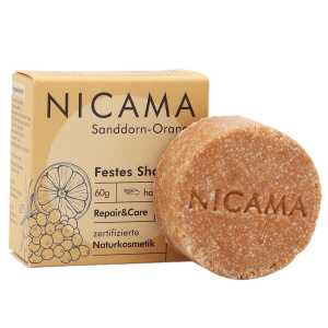 NICAMA Festes Shampoo Sanddorn-Orange – Repair & Care (COSMOS Organic)