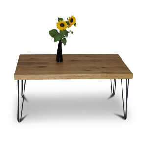 Naturmassivmöbel Balken Couchtisch 100×60 cm Wildeiche Massivholz Beistelltisch Tisch