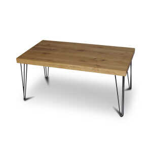 Naturmassivmöbel Balken Couchtisch 100×60 cm Wildeiche Massivholz Beistelltisch Tisch