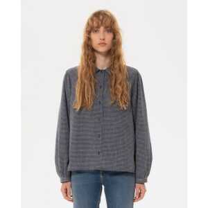 Nudie Jeans Damen Bluse “EDITH Check” aus Bio Baumwolle, Indigo