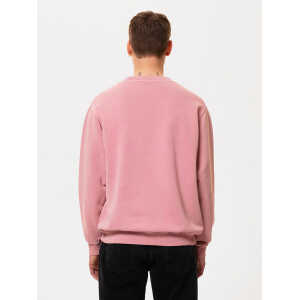 Nudie Jeans Herren Sweatshirt aus Biobaumwolle mit Print “LASSE ISSUE”, Paper Pink