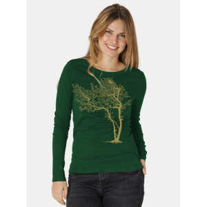 Peaces.bio – handbedruckte Biomode Bio-Damen-Langarmshirt “Fancy Tree”