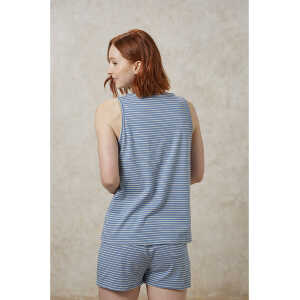 People Tree Pyjamatop – Stripe Pyjama Vest – aus Biobaumwolle