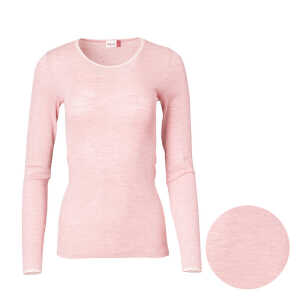 People Wear Organic Damen Baumwolle-Wolle-Seide Langarmshirt, rosa melange und wollweiß