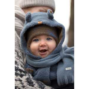 Pure-Pure Warmer Baby Wollwalk Overall mit Kapuze GOTS zertifziert