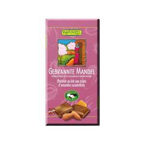 RAPUNZEL Bio-Vollmilch-Schokolade “Gebrannte Mandel”, 100 g