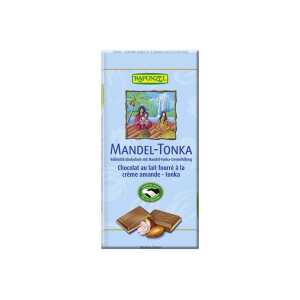 RAPUNZEL Bio-Vollmilch-Schokolade “Mandel-Tonka”, 100 g