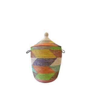 SWANE-Design Afrikanischer Wäschekorb – Zick Zack Bunt – S/M/L/XL/XXL