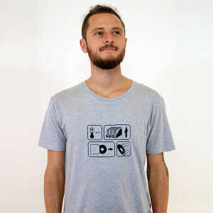 Spangeltangel T-Shirt “35°C”, nachhaltig, bedruckt, Herren, Vinyl, Plattenspieler, Platten