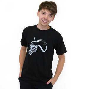 Spangeltangel T-Shirt “Kamera” schwarz, weiß bedruckt, Siebdruck, Foto