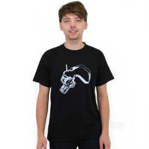 Spangeltangel T-Shirt “Kamera” schwarz, weiß bedruckt, Siebdruck, Foto