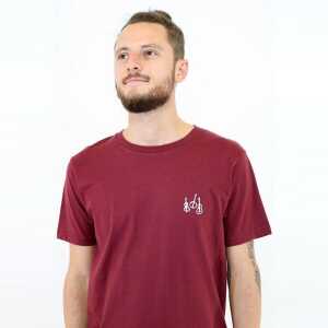 Spangeltangel T-Shirt “Musikinstrumente ” in burgundrot, bedruckt, aus Bio-Baumwolle, Unisex
