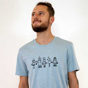 Spangeltangel T-Shirt “Roboter”, Herrenshirt, bedruckt, Handsiebdruck