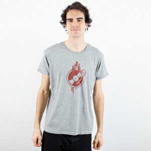 Spangeltangel T-Shirt “Weltscheibe”, Herren, bedruckt, Siebdruck, Schallplatte und Erdkugel