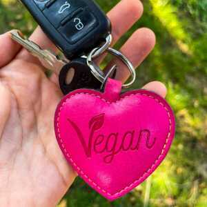 Team Vegan Vegan – Herz Schlüsselanhänger – Veganes Leder
